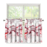 White Ruby Marble Print Tier Curtains
