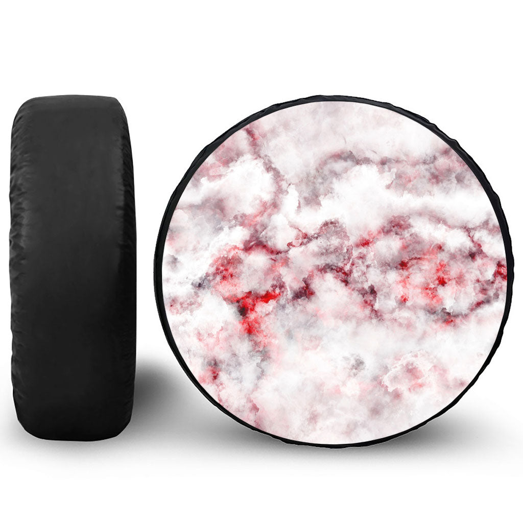White Ruby Marble Print Tire Cover