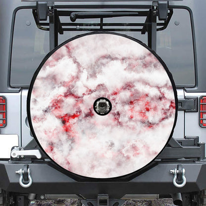 White Ruby Marble Print Tire Cover With Camera Hole