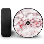 White Ruby Marble Print Tire Cover With Camera Hole