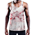 White Ruby Marble Print Men's Workout Tank Top