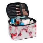 White Ruby Marble Print Travel Makeup Bag