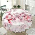 White Ruby Marble Print Waterproof Round Tablecloth