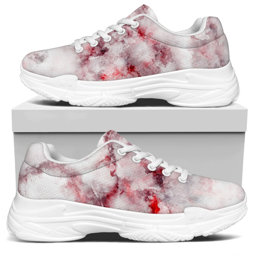 White Ruby Marble Print White Chunky Shoes