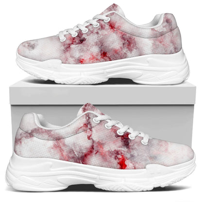 White Ruby Marble Print White Chunky Shoes
