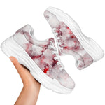 White Ruby Marble Print White Chunky Shoes