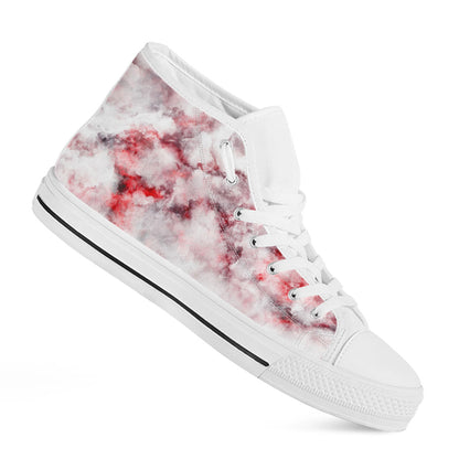 White Ruby Marble Print White High Top Sneakers