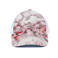 White Ruby Marble Print White Mesh Trucker Hat