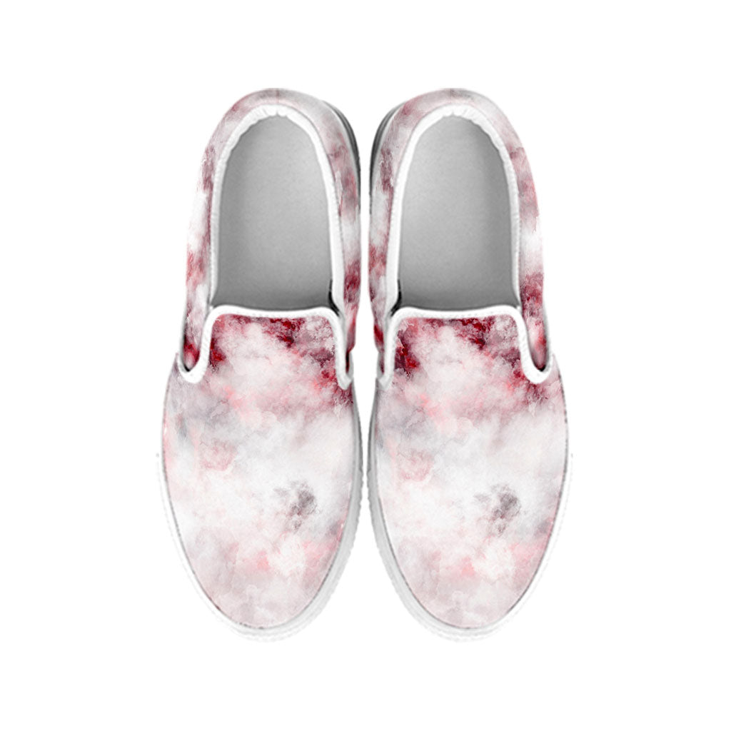 White Ruby Marble Print White Slip On Sneakers