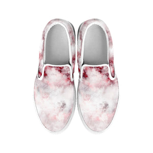 White Ruby Marble Print White Slip On Sneakers