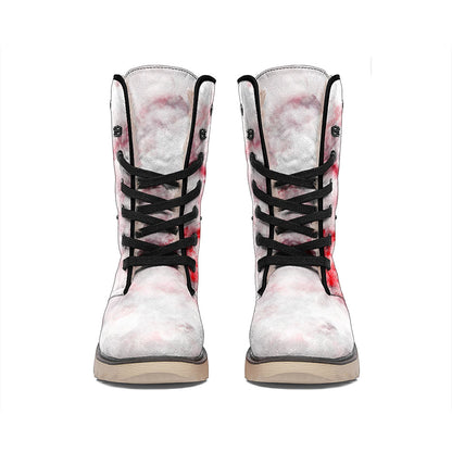 White Ruby Marble Print Winter Boots