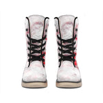 White Ruby Marble Print Winter Boots