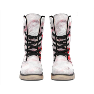 White Ruby Marble Print Winter Boots