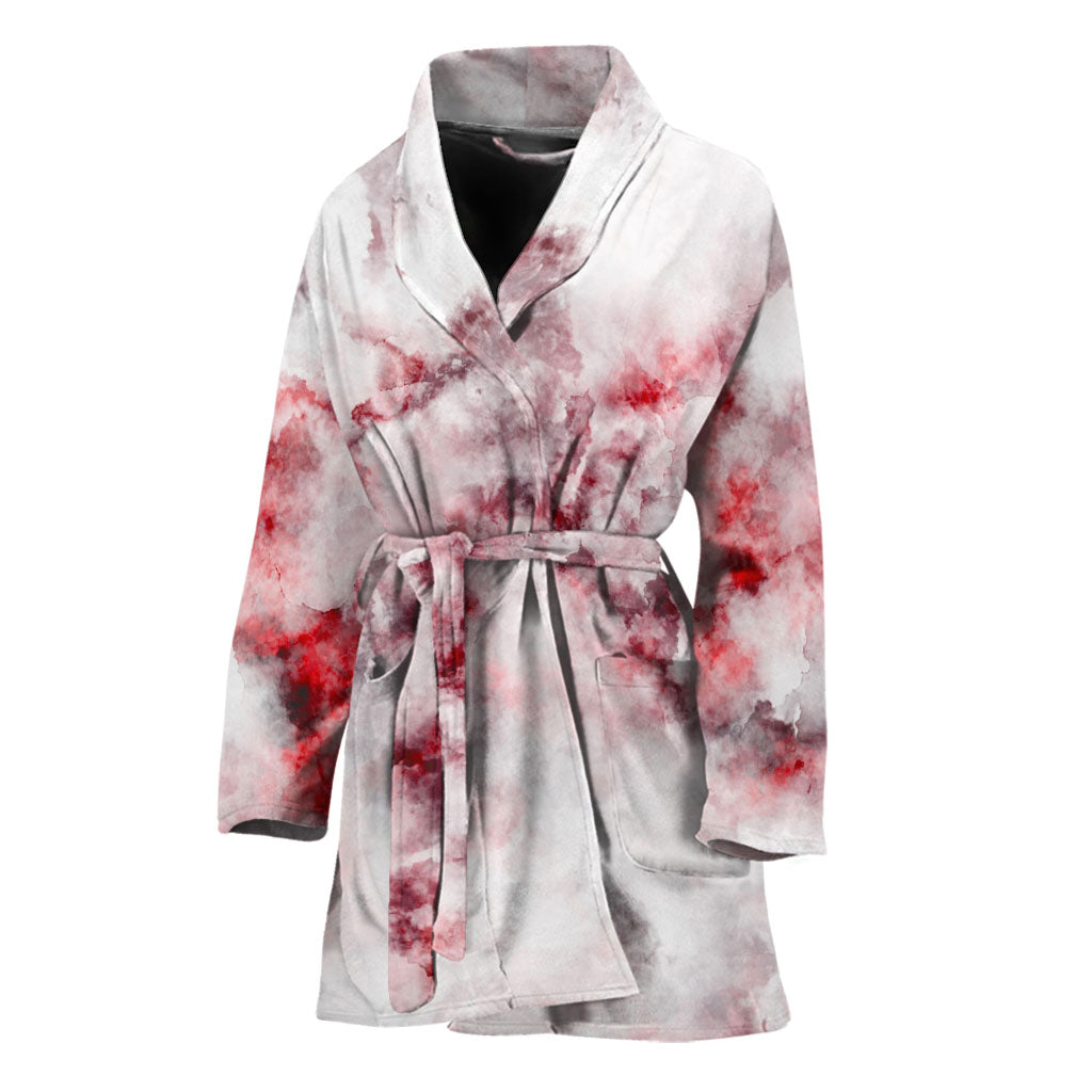 White Ruby Marble Print Women's Bathrobe