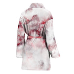 White Ruby Marble Print Women's Bathrobe