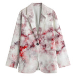White Ruby Marble Print Women's Blazer