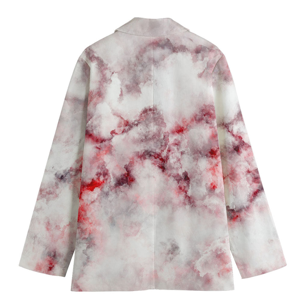 White Ruby Marble Print Women's Blazer