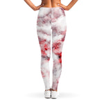 White Ruby Marble Print Women's Leggings