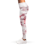 White Ruby Marble Print Women's Leggings