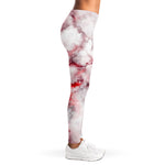 White Ruby Marble Print Women's Leggings