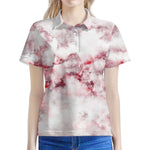 White Ruby Marble Print Women's Polo Shirt