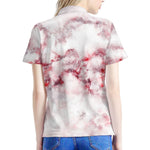 White Ruby Marble Print Women's Polo Shirt