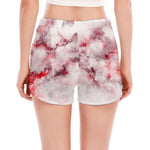 White Ruby Marble Print Women's Split Running Shorts