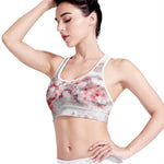 White Ruby Marble Print Women's Sports Bra