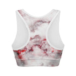 White Ruby Marble Print Women's Sports Bra