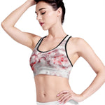 White Ruby Marble Print Women's Sports Bra