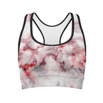White Ruby Marble Print Women's Sports Bra