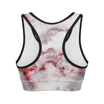 White Ruby Marble Print Women's Sports Bra