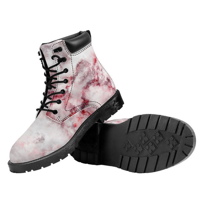 White Ruby Marble Print Work Boots