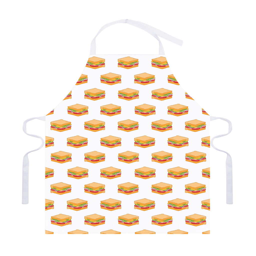 White Sandwiches Pattern Print Adjustable Apron