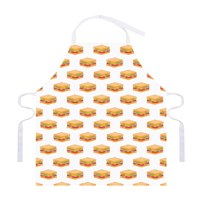 White Sandwiches Pattern Print Adjustable Apron