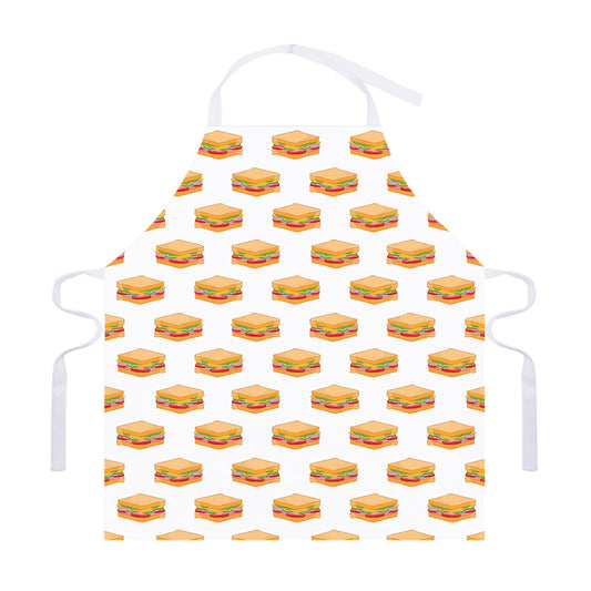 White Sandwiches Pattern Print Adjustable Apron
