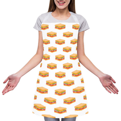 White Sandwiches Pattern Print Adjustable Apron
