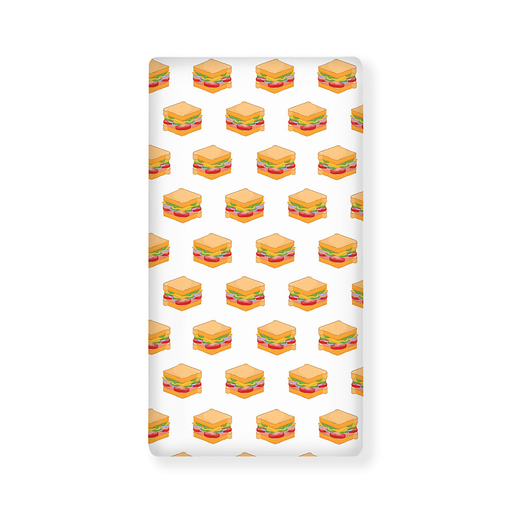 White Sandwiches Pattern Print Baby Crib Sheet