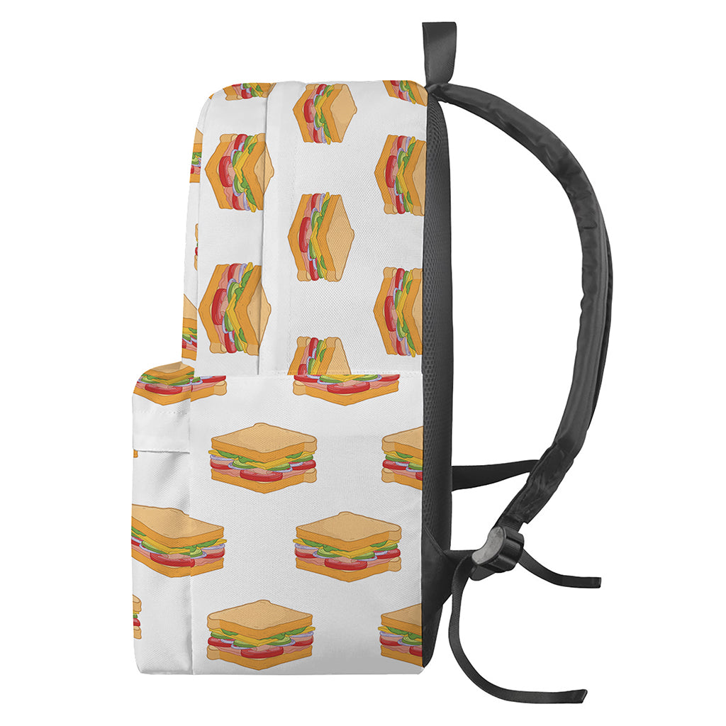 White Sandwiches Pattern Print Backpack