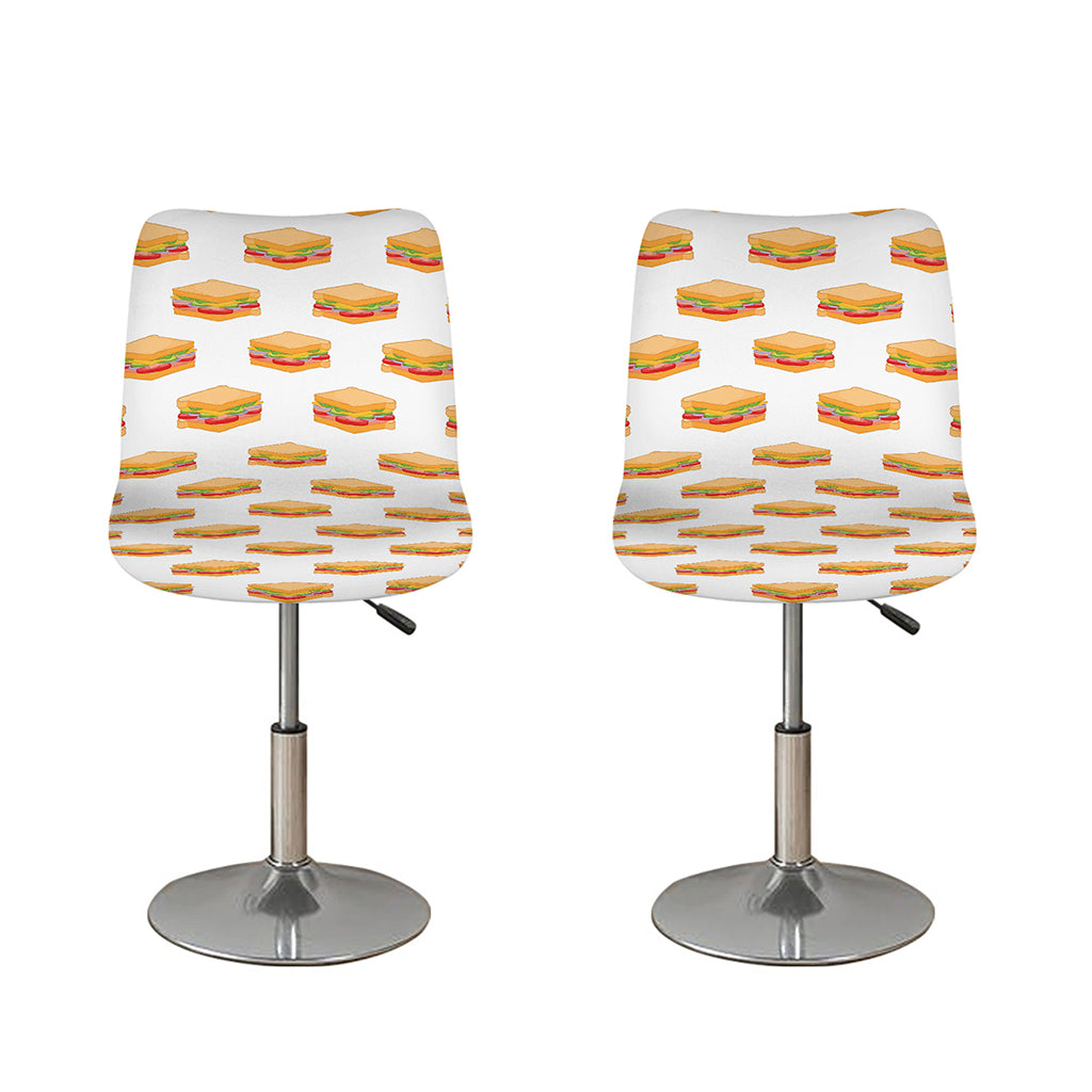 White Sandwiches Pattern Print Bar Stool Covers