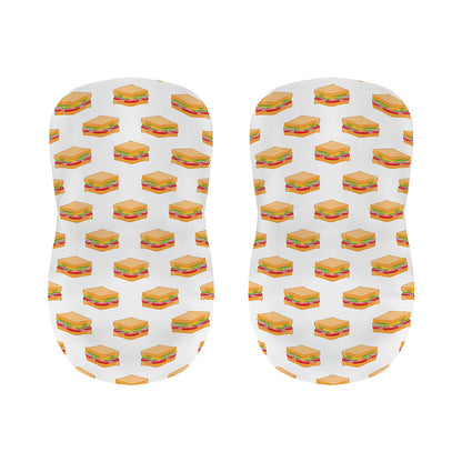 White Sandwiches Pattern Print Bar Stool Covers