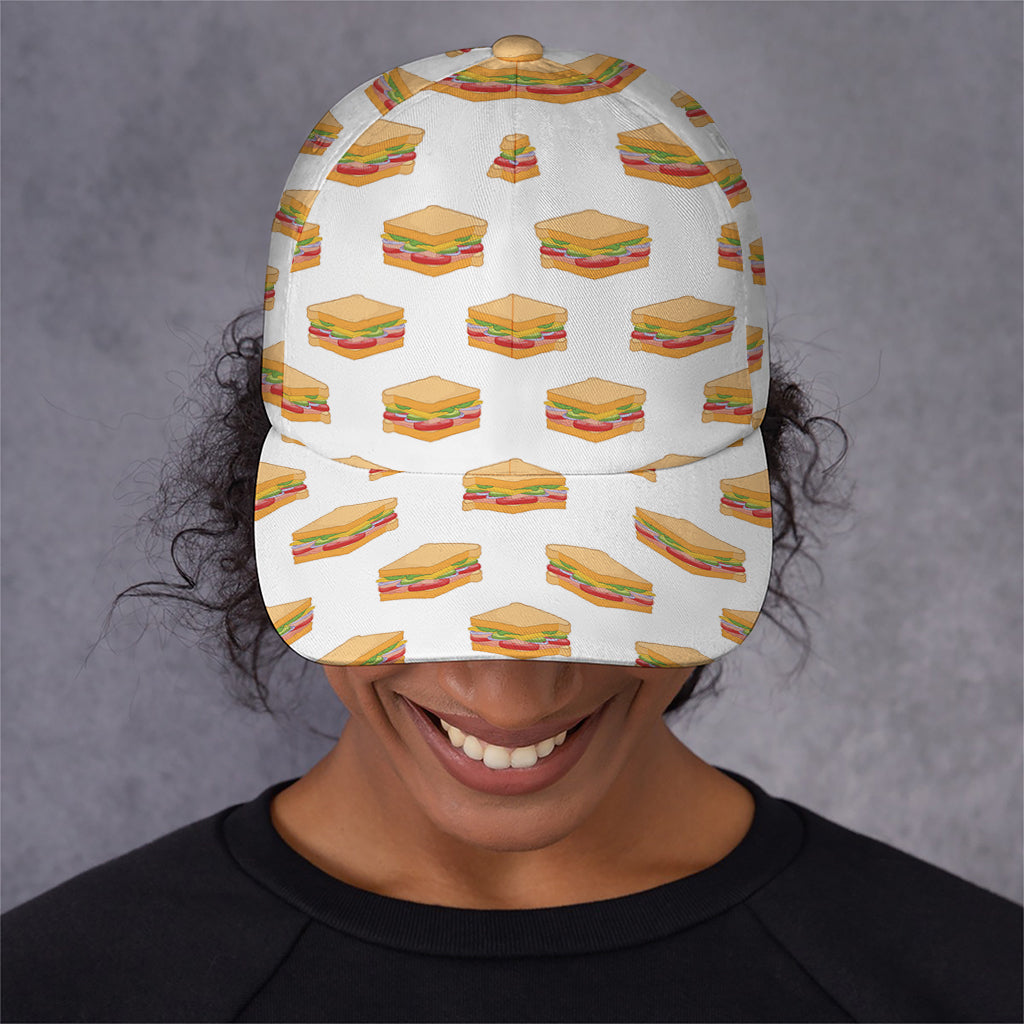 White Sandwiches Pattern Print Baseball Cap