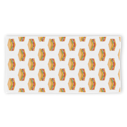 White Sandwiches Pattern Print Beach Towel