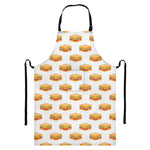 White Sandwiches Pattern Print Bib Apron With Pocket