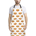White Sandwiches Pattern Print Bib Apron With Pocket