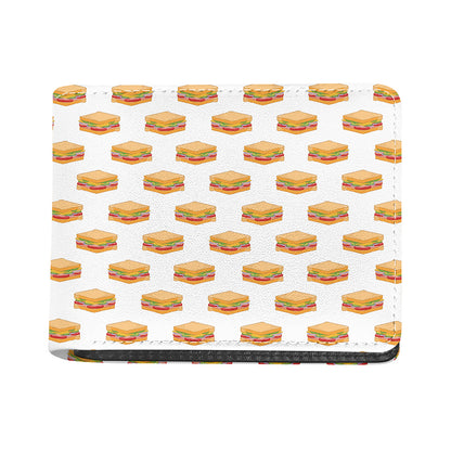White Sandwiches Pattern Print Bifold Wallet