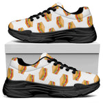 White Sandwiches Pattern Print Black Chunky Shoes