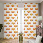 White Sandwiches Pattern Print Blackout Pencil Pleat Curtains