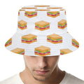 White Sandwiches Pattern Print Bucket Hat
