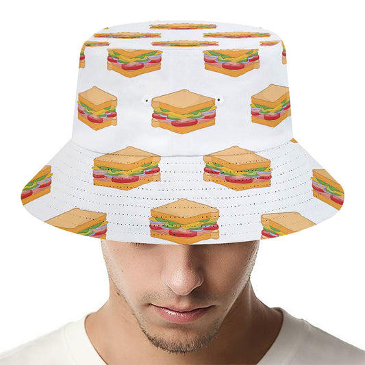 White Sandwiches Pattern Print Bucket Hat